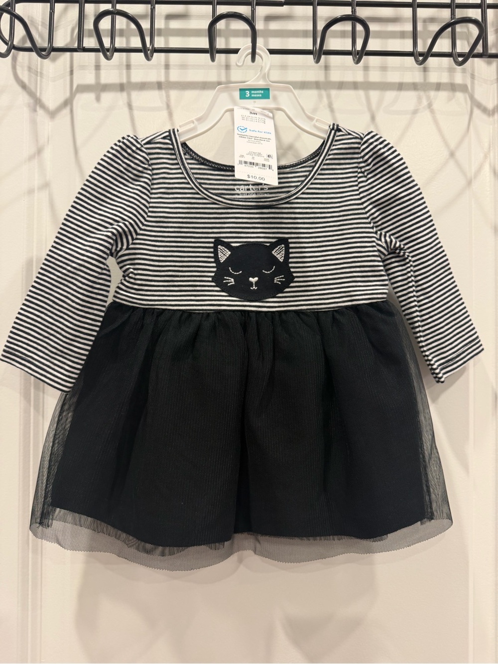 Carter’s Striped Black & White Cat Tulle Dress